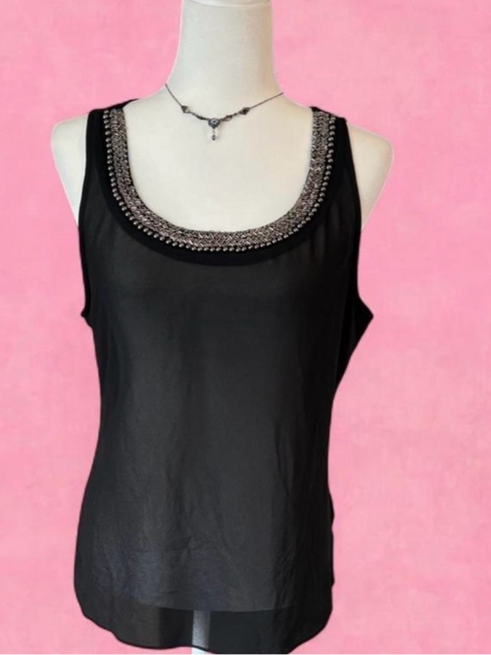 Socialite Black Beaded Scoop Neck Camisole